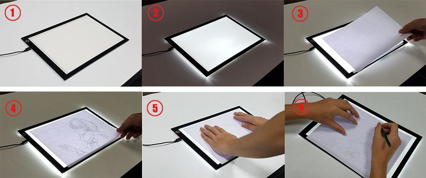 Світловий планшет «‎Elice» A4 з LED-світлом для малювання та копіювання 340 * 249 * 5,5 мм JSK-A4-20