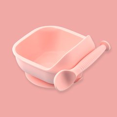 Набір силіконового посуду для малюків Borjay Тарілка з ложкою Рожевий (SY102522)