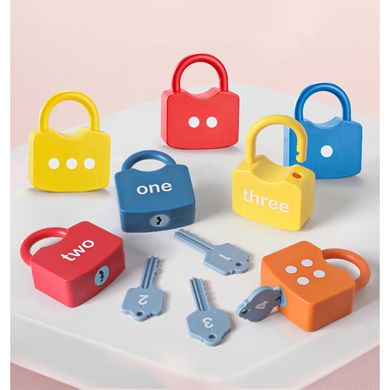 Іграшка Монтессорі Розвиваючі замочки з цифрами та ключами Різні кольори (20 деталей)