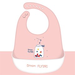 Слюнявчик Силиконовый "Dream flying" Розовый 32х23см