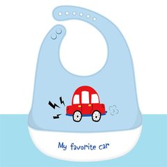 Слюнявчик Силиконовый "My favorite car" Голубой 32х23см